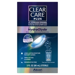 CLEAR CARE PLUS Cleaning & Disinfecting Contact Lens Solution with Case, 3 oz, Travel Pack
