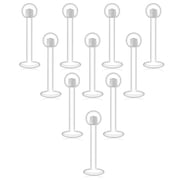 Clear Cartilage Earring-10pcs 16G Clear Acrylic Bioflex Retainer for Tragus Lip Nose Labret Helix 6mm/8mm/10mm/12mm