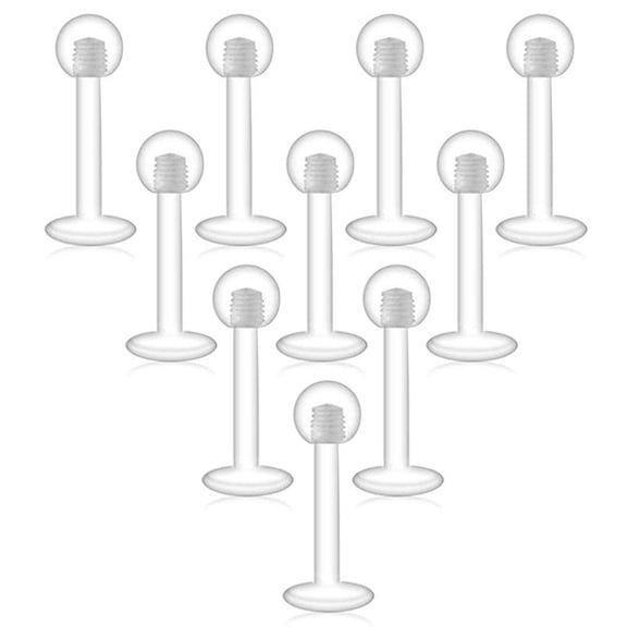 Clear Cartilage Earring-10pcs 16G Clear Acrylic Bioflex Tragus Retainer Lip Rings Nose Studs Labret Ear Helix Earring Clear 6mm/8mm/10mm/12mm