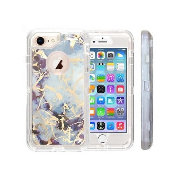 Clear Case Anti-Shock Durable Protective TPU Bumper Marble Phone Case for iPhone 8/7/6- Purple