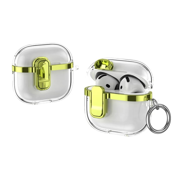 Clear Case for Apple Airpods 2nd Gen / 1st Generation , with Keychain Lock Button Wireless Charging Support Anti-Scratch Not-Yellowing Dustproof Bumper Case Cover for Apple AirPods 1 2, Green