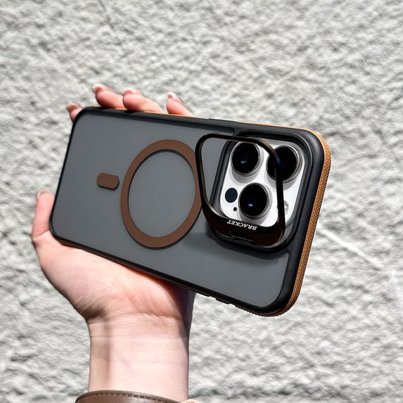 Clear Case for Apple iPhone 12 Pro / iPhone 12 6.1", Compatible with Magsafe Slim Fit Camera Lens Kickstand Bumper Anti-Yellow Rugged Anti-Scratch PC Rugged Phone Case for Women Men, Orange