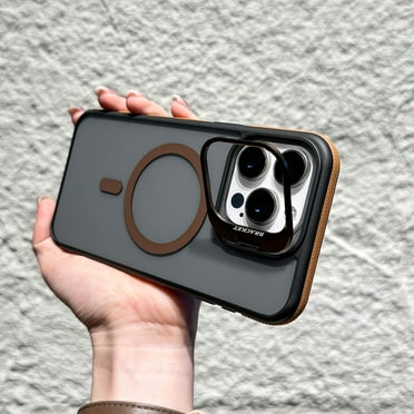 Clear Case for Apple iPhone 16 Pro Max, Compatible with Magsafe Slim Fit Camera Lens Kickstand Bumper Anti-Yellow Rugged Anti-Scratch PC Rugged Phone Case for Women Men, Orange