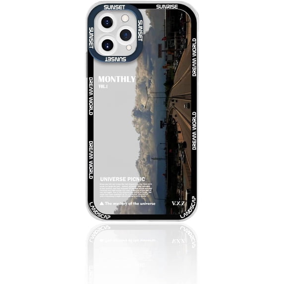 Clear Case Apply to iPhone 12 Pro Max, Cool Fun Sunset Highway Pattern Design Cute Transparent Ultra-Thin TPU Bumper Slim Fit Anti-Drop Protective Case (Highway, iPhone 12 Pro Max)
