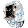 thumbnail image 1 of Clear Case with Band for Apple Watch 45mm 38mm 40mm 41mm 42mm 44mm Women Men Girl,Silicone Jelly Transparent Soft Soprt Strap with Cover for iWatch Series 9 8 7 6 5 4 3 2 1 SE Blue Pink Green Orange, 1 of 6