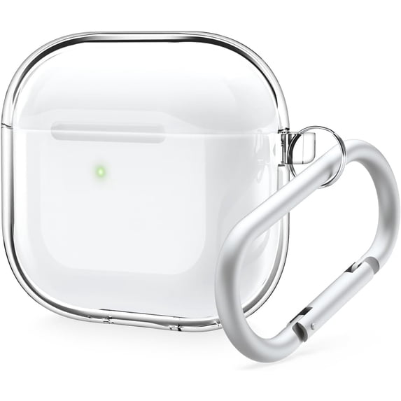 Clear Case Compatible with AirPods 4 Case - Compatible with AirPods 4th Generation Case, Carabiner Included, Reduced Yellowing, Wireless Charging, Shock Resistant, Full Protection (Transparent)