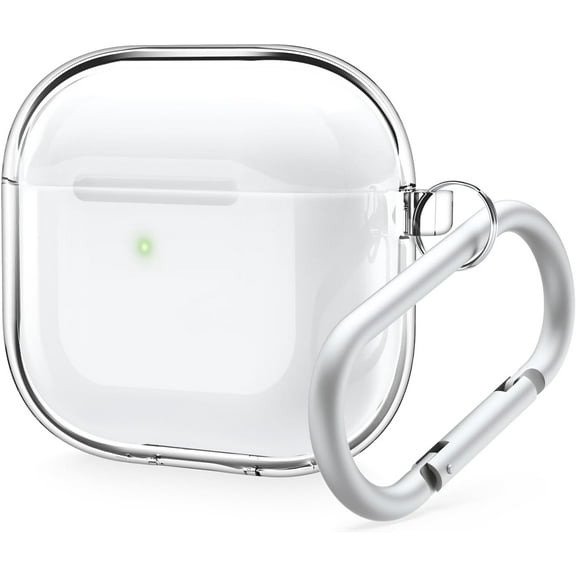 Clear Case Compatible with AirPods 4 Case - Compatible with AirPods 4th Generation Case, Carabiner Included, Reduced Yellowing, Wireless Charging, Shock Resistant, Full Protection (Transparent)