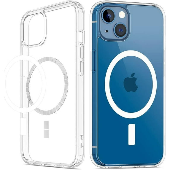 Clear Case Compatible with iPhone 13 Case & iPhone 14 Case, Magnetic Case with Built-in Magnets, Crystal Clear Hard PC Back + Soft TPU Frame Slim Cover for iPhone 13 / iPhone 14 6.1" - Clear