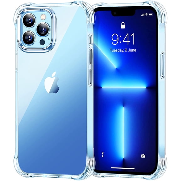 Entronix Clear Case for iPhone 13 Pro Max, Shockproof Slim Fit Transparent Hard Cover