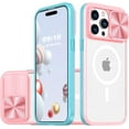 thumbnail image 1 of Clear Case Compatible with iPhone 14 Pro MagSafe with Sliding Camera Cover Protector, [Strong Magnets][Anti Yellow] Transparent Back Soft TPU Frame, for iPhone 14 Pro 6.1" (Blue+Pink), 1 of 12
