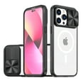 thumbnail image 1 of Clear Case Compatible with iPhone 16 Plus MagSafe with Sliding Camera Cover Protector, [Strong Magnets] [Anti Yellow] Transparent Acrylic Back Soft TPU Frame iPhone 16 Plus, Black, 1 of 6