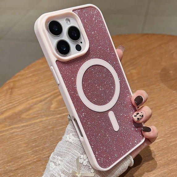 Clear Case with Glitter Paper for Apple iPhone 13 Pro Max, Compatible with Magsafe Anti-Yellow Hybrid Protection Shockproof Bumper Stylish Phone Case for iPhone 13 Pro Max, Pink