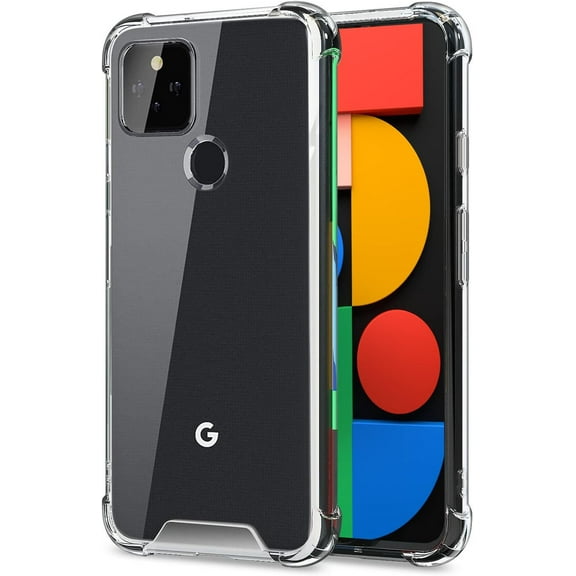 Clear Case for Google Pixel 5 Diamond with Hybrid Anti Yellow Design Hard PC Back Shell with TPU Raised Bezel Shockproof Bumper Protective Ultra Transparent slim fit and thin Cell phone Cover