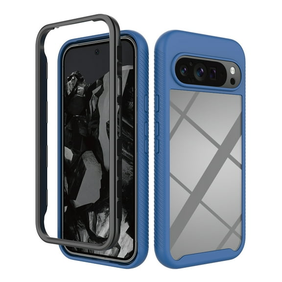 Clear Case for Google Pixel 9 / 9 Pro, Hybrid Silicone Durable 3-Layer [Not Yellowing][Military Grade Drop Protection] Shockproof/DropProof Protective Cover for Google Pixel 9 / 9 Pro,Darkblue