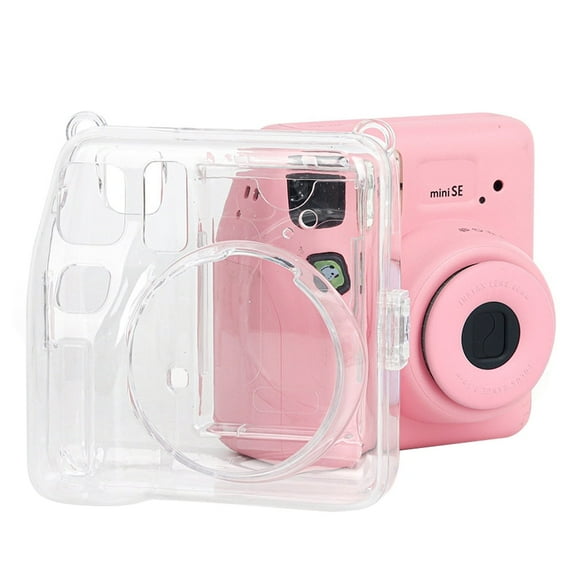 Clear Case for Instax Mini SE, Camera Protective Sleeve with Photo Storage Compartment, Shockproof Dustproof Crystal Transparent Hard Shell PC Cover for Mini SE Instant Camera Protection