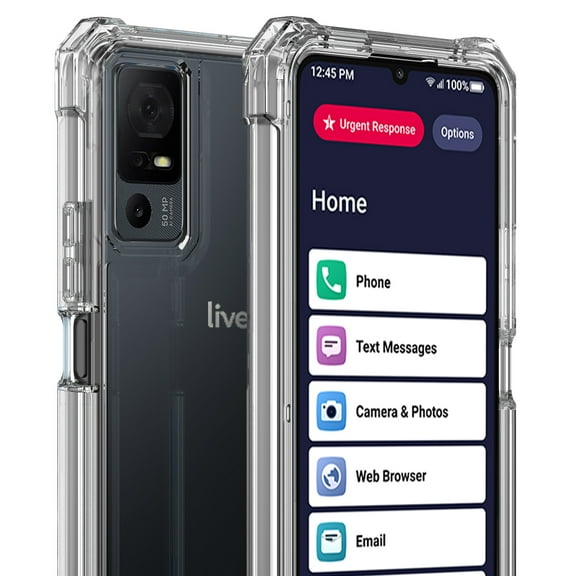 Clear Case for Jitterbug Smart4 / TCL 40XL, Nakedcellphone Transparent [Shock Absorbing] Hybrid TPU Cover for Lively Smart 4 Phone for Seniors (2023, T608G)