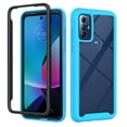 thumbnail image 1 of Clear Case for Motorola Moto G Play 2023, Hybrid Rugged PC Soft TPU Dual-Layers Military Grade Shockproof Anti-Slip Cover High-Transparency Lens Protection Non-Yellowing Anti-Slip Case, Lightblue, 1 of 5