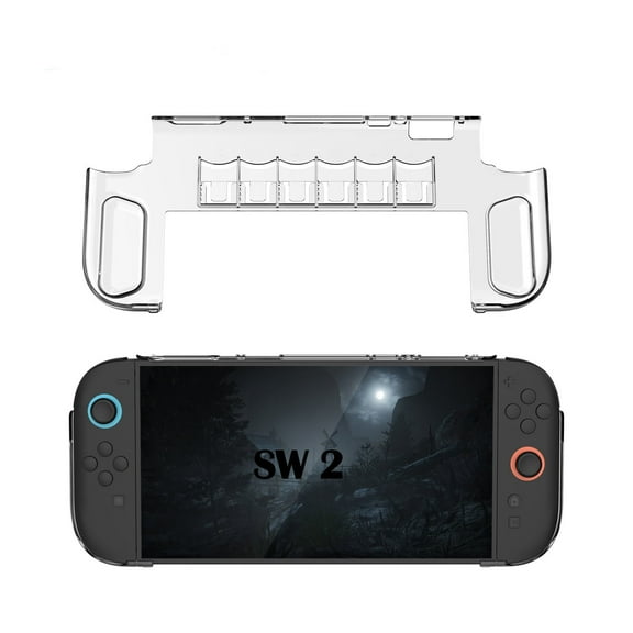 Clear Case for Nintendo Switch 2 with Built-in 6 Game Card Slots, Soft TPU Cover Full-Body Protection Shock-Absorption Anti-Scratch Protective Case for Switch 2 Game Console Game Storage