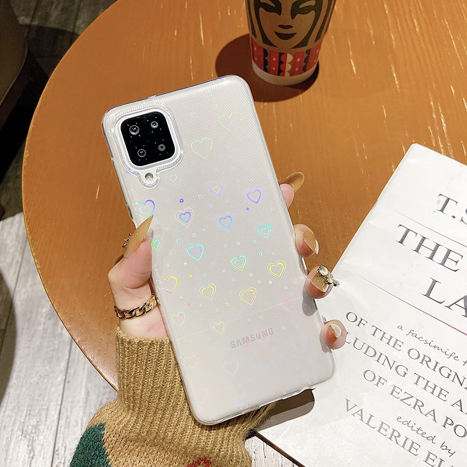 Clear Case for Samsung A12/M12 6.5 inch,Cute Gradient Laser Love Heart ...