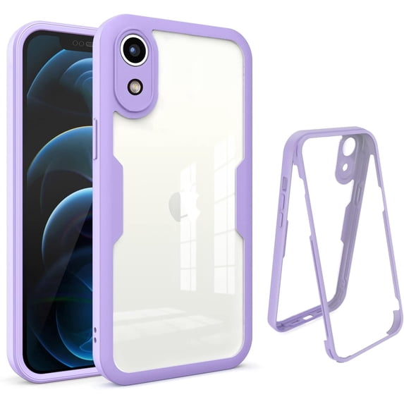 Clear Case for Samsung Galaxy A03 Core (Not A03) with Built-in Screen Protector, Slim Full Body Rugged Soft TPU Bumper Protective Phone Cover Case for Samsung Galaxy A03 Core QC Purple