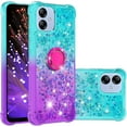 thumbnail image 1 of Clear Case for Samsung Galaxy A04e with Kickstand for Girls Women, Liquid Glitter Sparkle Bling Cute Case Gradient Quicksand Cover for Samsung Galaxy M04e/ A04/ F04 JB Bluish Violet, 1 of 16