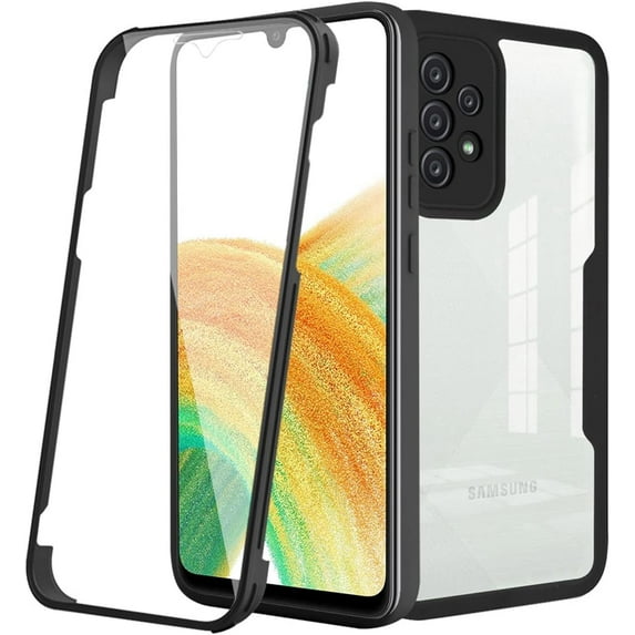 Clear Case for Samsung Galaxy A23 4G Built-in Screen Protector, Slim Full Body Rugged Soft TPU Bumper Phone Cover Case for Samsung Galaxy A23 4G Black