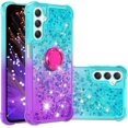 thumbnail image 1 of Clear Case for Samsung Galaxy A24 4G with Kickstand for Girls Women, Liquid Glitter Sparkle Bling Cute Case Gradient Quicksand Cover for Samsung Galaxy A24 4G JB Bluish Violet, 1 of 16