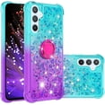 thumbnail image 1 of Clear Case for Samsung Galaxy A34 with Kickstand for Girls Women, Liquid Glitter Sparkle Bling Cute Case Gradient Quicksand Cover for Samsung Galaxy A34 JB Bluish Violet, 1 of 14