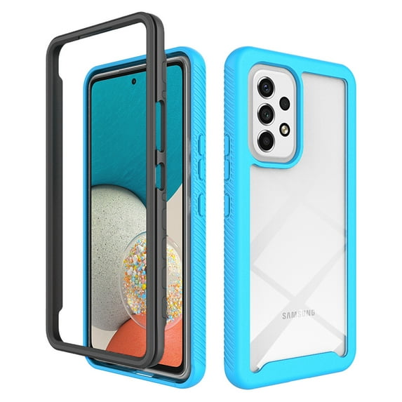 Clear Case for Samsung Galaxy A53 5G, High-Transparency Hybrid Rugged PC + TPU Military Grade Shockproof Cover, Dual-Layers Lens Protection Non-Yellowing Case, Lightblue