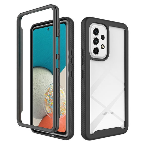 Clear Case for Samsung Galaxy A53 5G, High-Transparency Hybrid Rugged PC + TPU Military Grade Shockproof Cover, Dual-Layers Lens Protection Non-Yellowing Case, Black