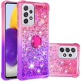 thumbnail image 1 of Clear Case for Samsung Galaxy A73 5G with Ring Kickstand, Girls Women Bling Gradient Quicksand Glitter Flowing Liquid Floating Case Cover for Samsung Galaxy A73 5G JB Pink Mauve, 1 of 14