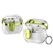 Clear Case for Samsung Galaxy Buds 3/ Galaxy Buds 3 Pro, with Keychain Lock Button Wireless Charging Support Anti-Scratch Not-Yellowing Dustproof Bumper Case Cover, Green