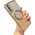 thumbnail image 1 of Clear  Case for Samsung Galaxy S21 5G with Gradient Glitter Peice(2 in 1), Luxury Plating Cute Bling Sparke Shockproof TPU Protective Phone Case for Women Girls-Gold, 1 of 16