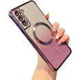 thumbnail image 1 of Clear  Case for Samsung Galaxy S21 5G with Gradient Glitter Peice(2 in 1), Luxury Plating Cute Bling Sparke Shockproof TPU Protective Phone Case for Women Girls-Purple, 1 of 16