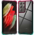thumbnail image 1 of Clear Case for Samsung Galaxy S21 Ultra 5G Hybrid Design Shockproof Bumper Protective Cell Phone Back Cover Hard PC Back + Flexible TPU Raised Bezel with Airbags Corners Pink Green Gradients, 1 of 17