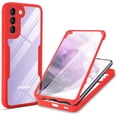 thumbnail image 1 of Clear Case for Samsung Galaxy S22 with Built-in Screen Protector, Slim Full Body Rugged Soft TPU Bumper Protective Phone Cover Case for Samsung Galaxy S22 QC Red, 1 of 8