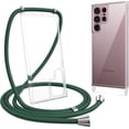 thumbnail image 1 of Clear Case for Samsung Galaxy S22 Ultra 5G with Adjustable Neck Lanyard Strap,Soft Slim TPU Shockproof Protective Cover for Samsung Galaxy S22 Ultra 5G-Dark Green, 1 of 11