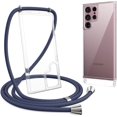 thumbnail image 1 of Clear Case for Samsung Galaxy S22 Ultra 5G with Adjustable Neck Lanyard Strap,Soft Slim TPU Shockproof Protective Cover for Samsung Galaxy S22 Ultra 5G-Navy Blue, 1 of 11