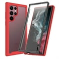 thumbnail image 1 of Clear Case for Samsung Galaxy S23 FE with Screen Protector, Dual-Layers Transparent Hybrid Rugged PC + Silicone Shockproof Case Military Grade Lens Protection Cover, Red, 1 of 4