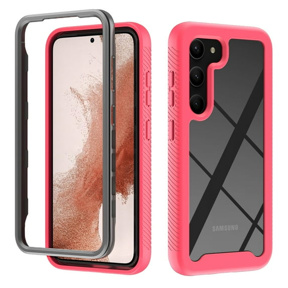 Clear Case for Samsung Galaxy S23, Hybrid Rugged PC Soft TPU Dual-Layers Military Grade Shockproof Anti-Slip Cover High-Transparency Lens Protection Non-Yellowing Anti-Slip Case, Rose