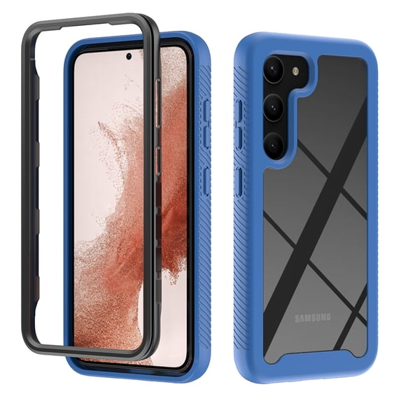 Clear Case for Samsung Galaxy S23, Hybrid Rugged PC Soft TPU Dual-Layers Military Grade Shockproof Anti-Slip Cover High-Transparency Lens Protection Non-Yellowing Anti-Slip Case, Darkblue