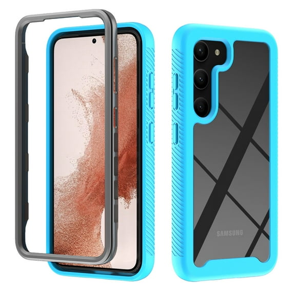 Clear Case for Samsung Galaxy S23, Hybrid Rugged PC Soft TPU Dual-Layers Military Grade Shockproof Anti-Slip Cover High-Transparency Lens Protection Non-Yellowing Anti-Slip Case, Lightblue