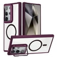thumbnail image 1 of Clear Case for Samsung Galaxy S24 with Lens Kickstand and Camera Protector, MagSafe Compatible, Full Body Shockproof Cover, Military-Grade Protection Magnetic Phone Case for Galaxy S24, Winered, 1 of 7