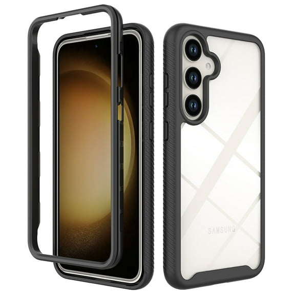 Clear Case for Samsung Galaxy S24 Plus, High-Transparency Hybrid Rugged PC + TPU Military Grade Shockproof Cover, Dual-Layers Lens Protection Non-Yellowing Case, Black