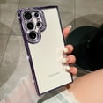 thumbnail image 1 of Clear Case for Samsung Galaxy S24 Ultra with Glitter Bling Rhinestone Camera Lens Frame Luxury Phone Case, Soft Silicone Shockproof Military Grade Protection Slim Cover for Galaxy S24 Ultra, Purple, 1 of 7