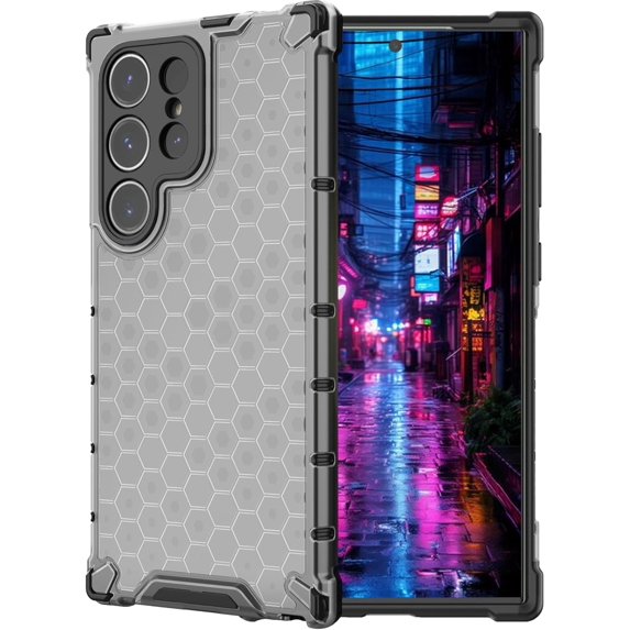 Clear Case for Samsung Galaxy S24 Ultra (Not S24), Non-Yellowing Anti-Scratch Back Slim Honeycomb Shockproof Phone Bumper Cover Case for Samsung Galaxy S24 Ultra Transparent Black