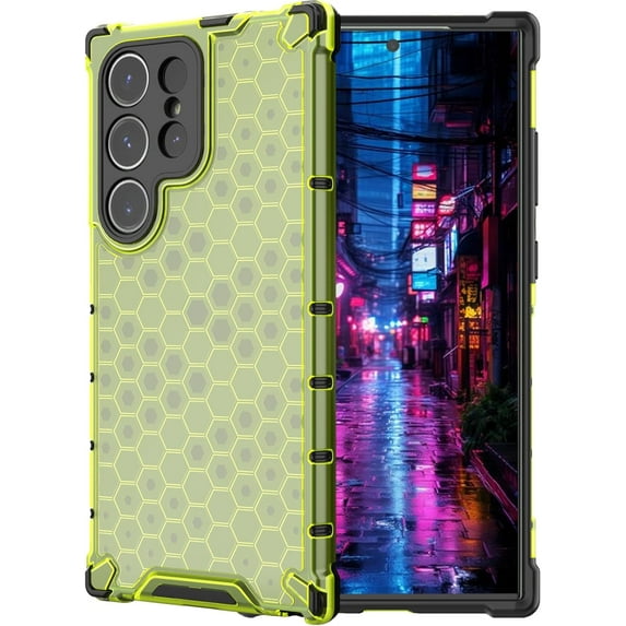 Clear Case for Samsung Galaxy S24 Ultra (Not S24), Non-Yellowing Anti-Scratch Back Slim Honeycomb Shockproof Phone Bumper Cover Case for Samsung Galaxy S24 Ultra Transparent Green