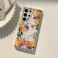thumbnail image 1 of Clear Case for Samsung Galaxy S25+ Plus with Stylish Floral Pattern, Support Wireless Charging, Ultra Thin Lightweight Screen Lens Protection Shockproof Magnetic Case for Girls Women, Orange Flower, 1 of 7
