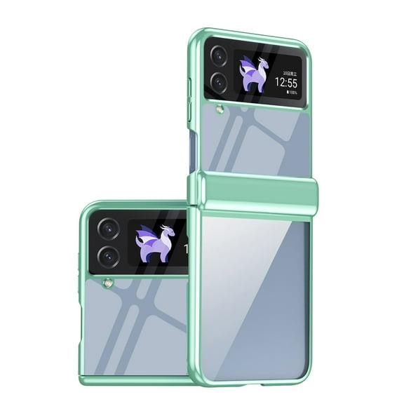 Clear Case for Samsung Galaxy Z Flip 3, HD Transparent Not-Yellowing Hinge Protection Shockproof Anti-Scratch Slim Fit Phone Case Cover for Samsung Galaxy Z Flip 3, Green