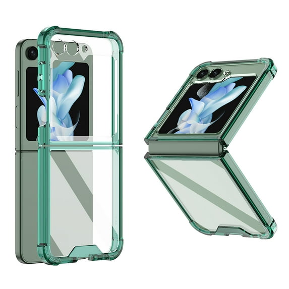 Clear Case for Samsung Galaxy Z Flip 6 5G, Man and Women Protective Case for Z Flip 6, Transparent Crystal Phone Case Shockproof Anti-fingerprint Cover for Samsung Galaxy Z Flip 6, Green